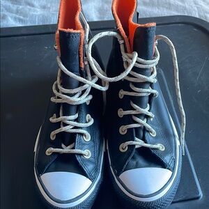 Converse leather all star Black and Orange High-Top Sneakers